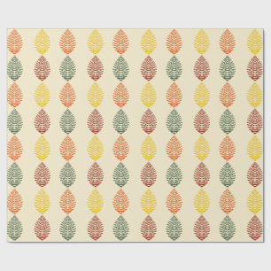 Papel De Presente Folhas Geométricas Cores de Outono