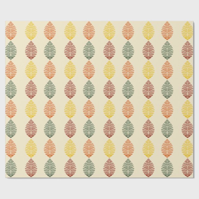 Papel De Presente Folhas Geométricas | Cores de Outono (Aberto)
