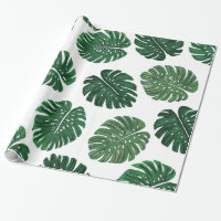 Folhas pintados mão tropicais da planta do queijo