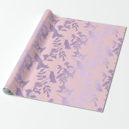 Papel De Presente Folhas Rosa-Ametista-Roxo Flores-do-Homem