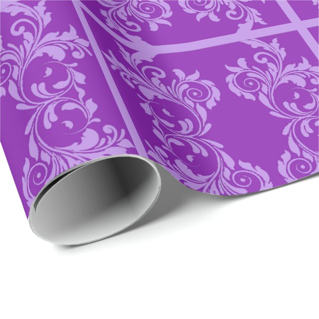 Papel De Presente Folhas roxas (Ponta do rolo)