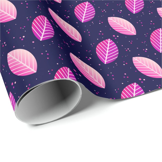 Papel De Presente Folhas roxas de azul escuro (Ponta do rolo)
