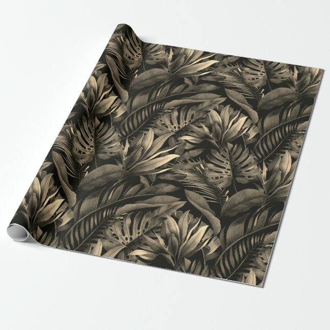 Papel De Presente Folhas Tropicais (Desenrolado)