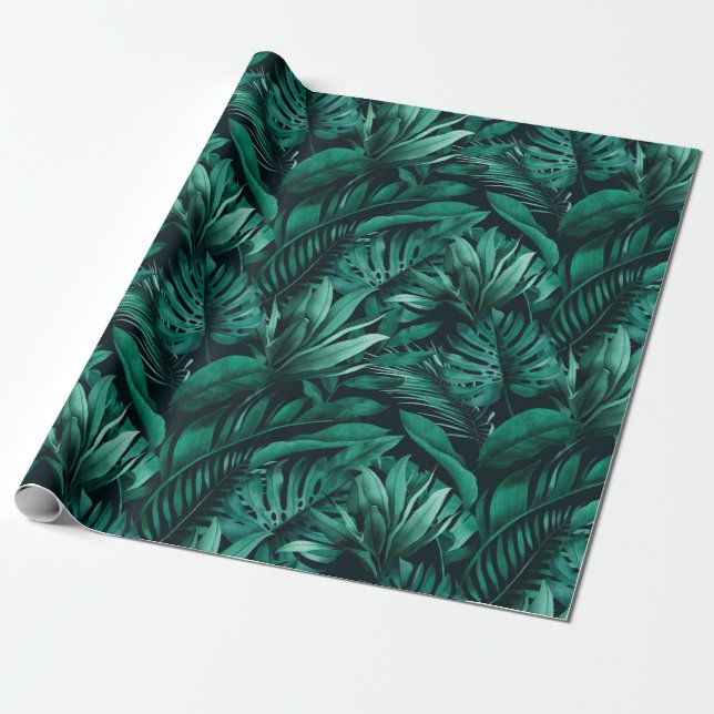 Papel De Presente Folhas Tropicais (Desenrolado)