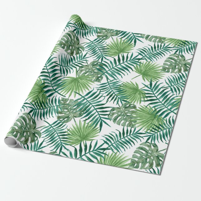 Papel De Presente Folhas Tropicais (Desenrolado)