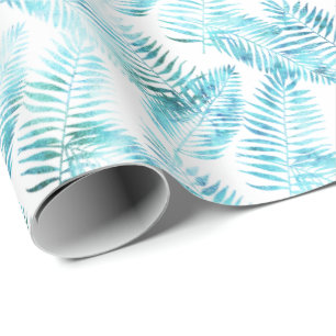 Papel De Presente Folhas tropicais azuis