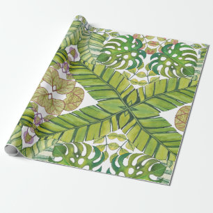 Papel De Presente Folhas Tropicais Bonitas Em Aquarela