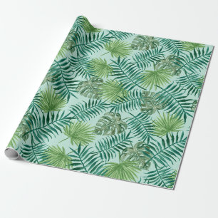 Papel De Presente Folhas Tropicais de Água Férias