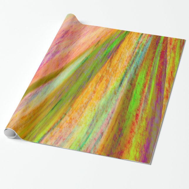 Papel De Presente Folhas Tropicais De Arco-Íris (Desenrolado)