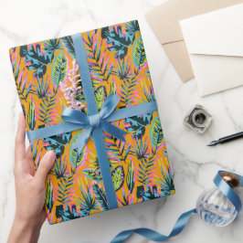 Papel De Presente Folhas Tropicais Havaianas E Plantas Padrão-Impres