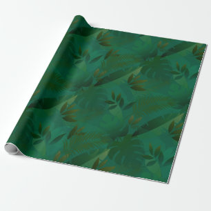 Papel De Presente Folhas Tropicais Místicas Exóticas da Selva Esmera
