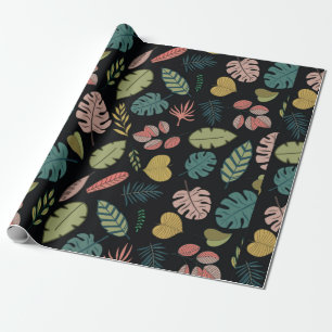 Papel De Presente Folhas tropicais padrão contínuo