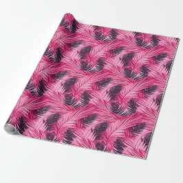 Papel De Presente Folhas Tropicais Rosa