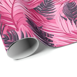 Papel De Presente Folhas Tropicais Rosa