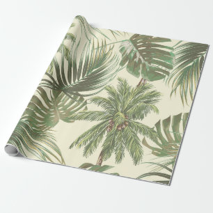 Papel De Presente Folhas tropicais sem costura