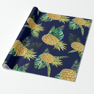 Papel De Presente Folhas tropicais, teste padrão do abacaxi da