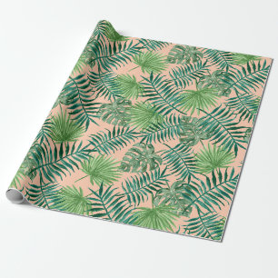Papel De Presente Folhas Tropicais Verdes Férias