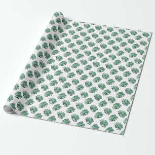 Papel De Presente Folhas tropicais verdes, padrão de aquarela