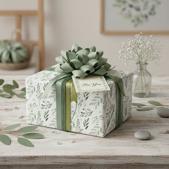 Papel De Presente Folhas verdes  (Criador carregado)