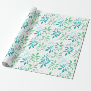 Papel De Presente Folhas verdes azuis