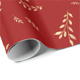 Papel De Presente Folhas Vermelhas de Folha Vermelha de Feriado