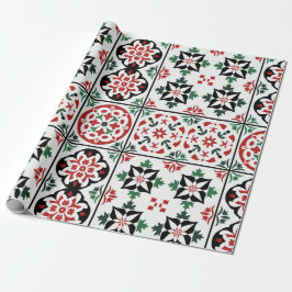 Papel De Presente Folk Art Christmas Talavera