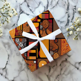 Papel De Presente Folk Tribal Rustic Patchwork African American Gift