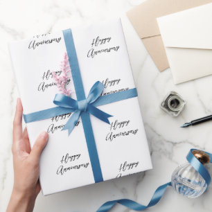 Papel De Presente Fonte de aniversário de casamento preto e branco e