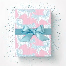 Papel De Presente Foo Dog Waltz in Pink and Aqua