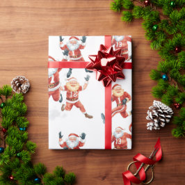Papel De Presente Football Christmas with Santa Claus