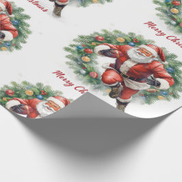 Papel De Presente Football Christmas with Santa Claus