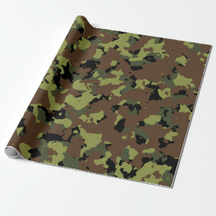Papel De Presente Forças armadas Camo do verde de musgo