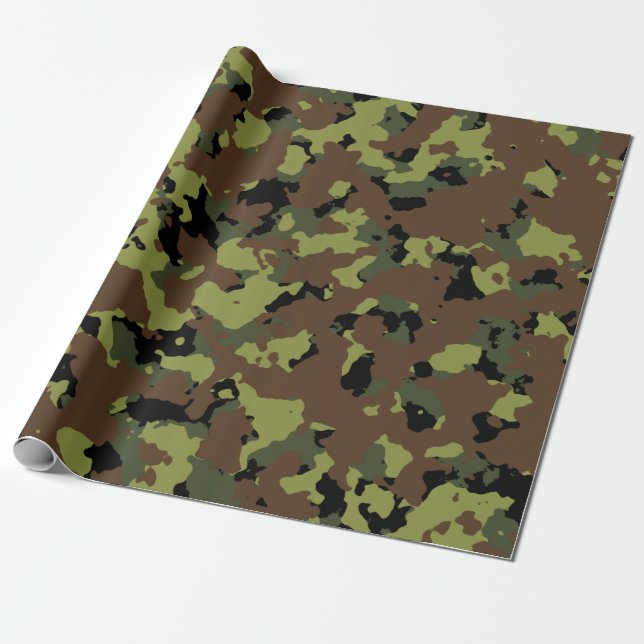 Papel De Presente Forças armadas Camo do verde de musgo (Desenrolado)