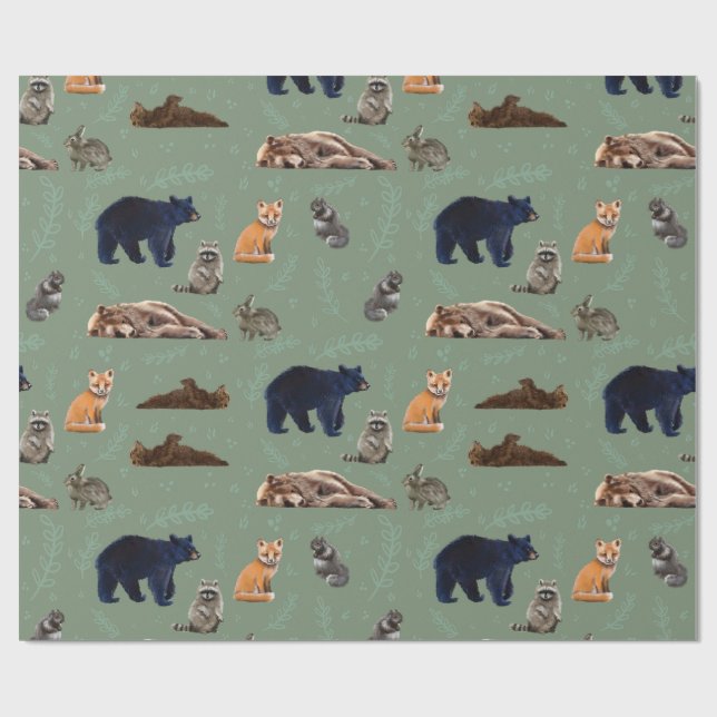 Papel De Presente Forest Friends Wild Animals Wrapping Paper (Aberto)
