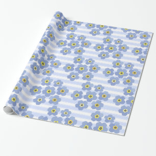 Papel De Presente Forget me not Flower Vintage Floral Classic Stripe