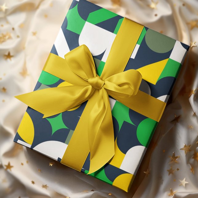 Papel De Presente Forma Geográfica (green bauhaus birthday packing gift wrap,gift wrapping paper,return gift wrap paper,paper gift)