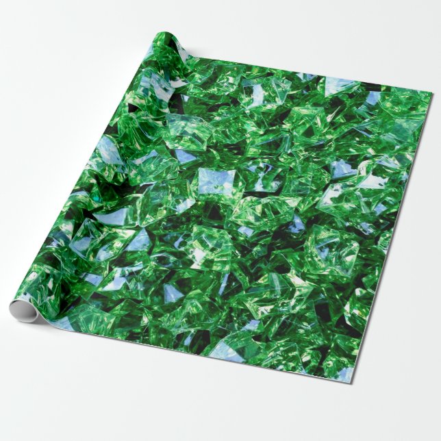 Papel De Presente Forma verde design de diamantes (Desenrolado)