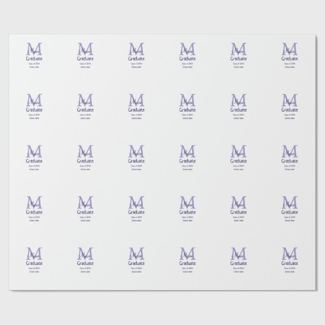Papel De Presente Formando adicione nome monograma roxo simples m (Aberto)
