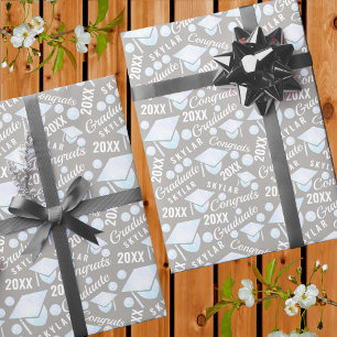 Papel De Presente Formando de Bolinhas Chic Opal Branco para Gradua