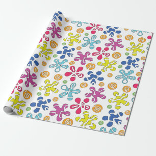 Papel De Presente Formas Abstratas de Rabiscos Divertidos