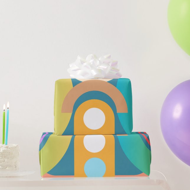 Papel De Presente Formas Abstrato Geométricas Mínimas Claras (Presentes para festas)