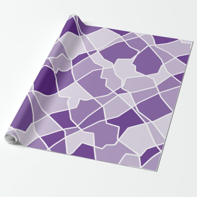 Papel De Presente Formas Aleatórias de Contraste Geométrico Monocrom (Desenrolado)