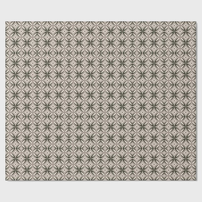 Papel De Presente Formas circulares retrô bege e marrom (Aberto)