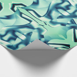 Papel De Presente Formas curvas de 'ciano' e alguns tons de menta