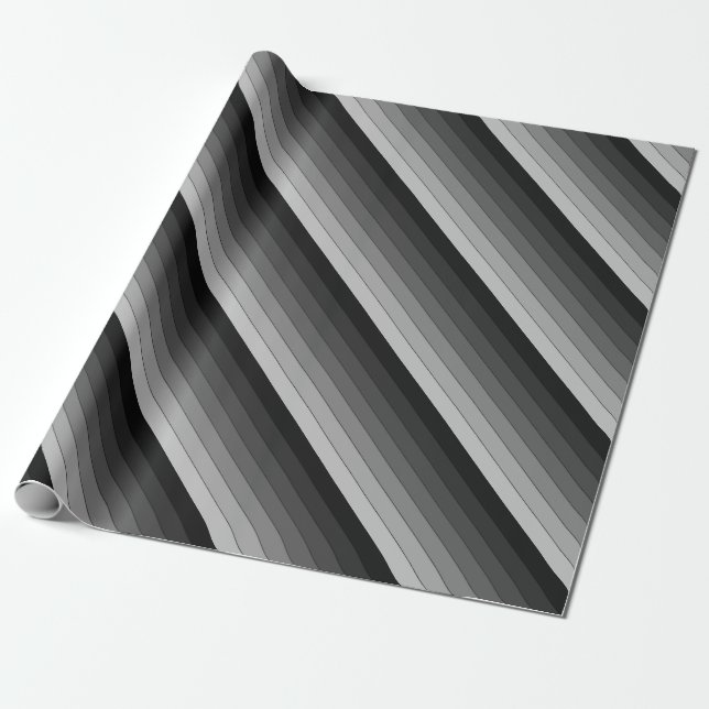 Papel De Presente Formas de Cinzas Padrão de Stripes Elegante (Desenrolado)