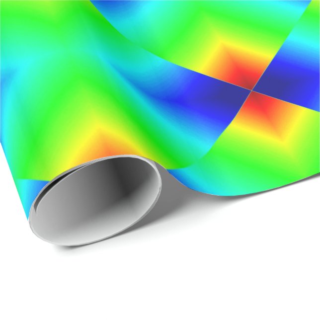 Papel De Presente Formas de néon no verde (Ponta do rolo)