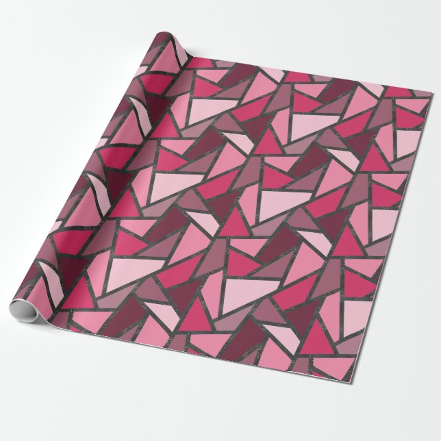 Papel De Presente Formas de vidro cor-de-rosa (Desenrolado)