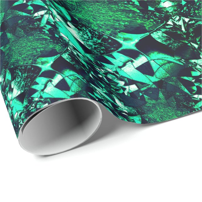 Papel De Presente Formas estranhas e tortas com "brilhante" verde (Ponta do rolo)