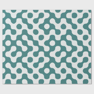 Papel De Presente Formas Geométricas Abstratas Orgânicas em Azul Tur