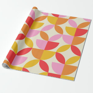 Papel De Presente Formas geométricas coloridas de meados do século 
